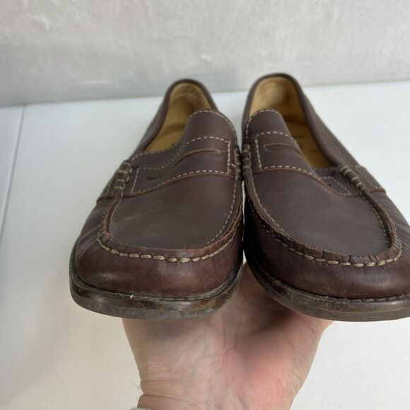 Clarks Mens 7.5 Penny Loafer‎ Driving Shoe Brown Leather Slip On Moccasin main image 13